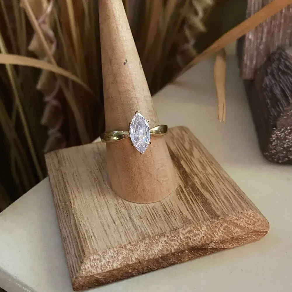 IP Gold Stainless Steel AAA Grade CZ Ring With Ion Plating